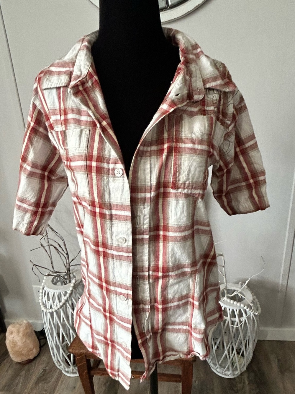 Teen- youth  Red Plaid Button-Up Shirt